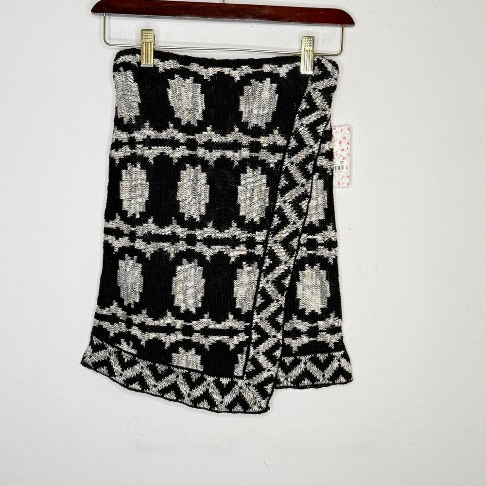 Free People Sweater Mini Skirt Size S Black White Boho Festival Western Chic